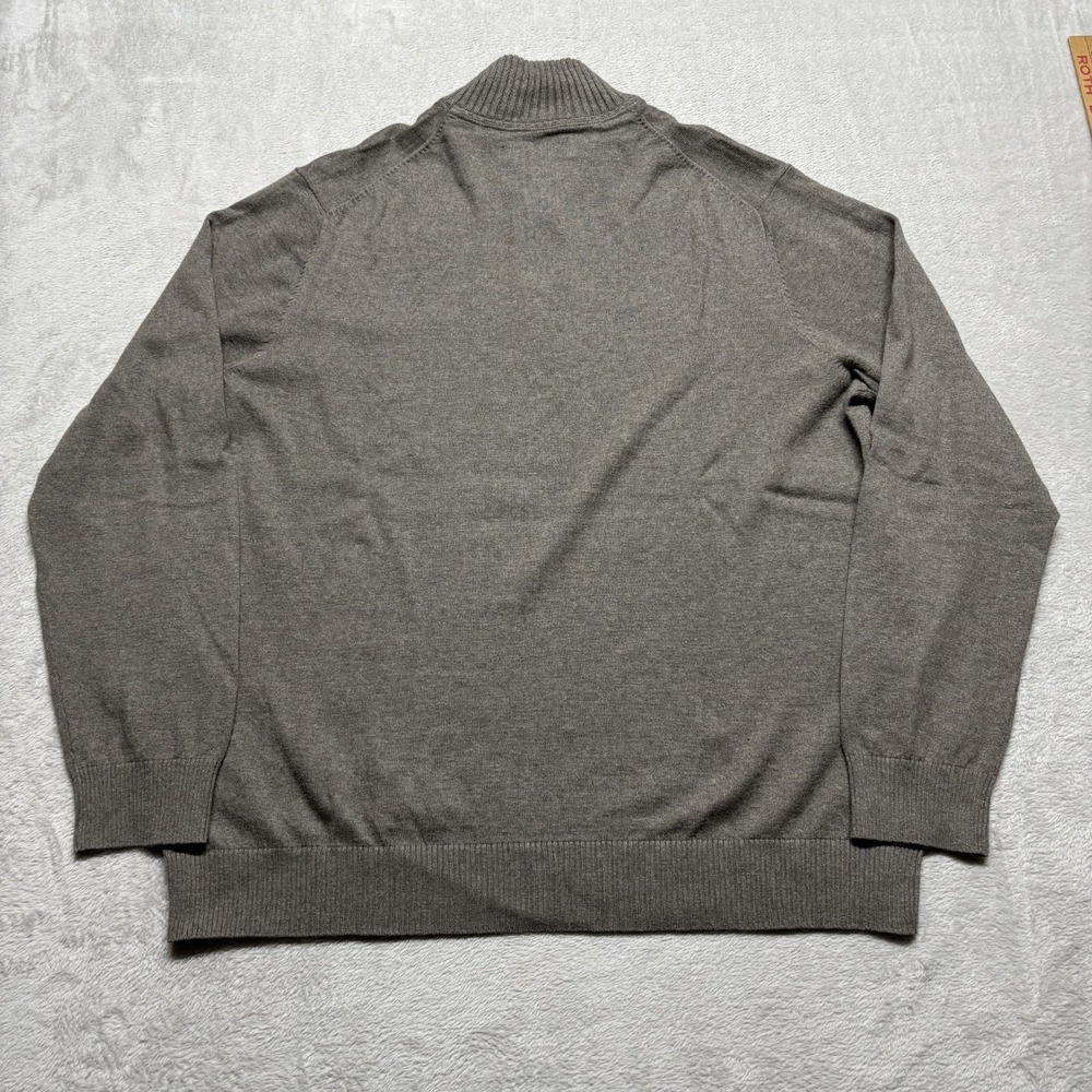 Eddie Bauer Mens 1/4 Zip Sweater Size XL Brown Cotton Merino Wool Blend Pullover - Picture 2 of 7